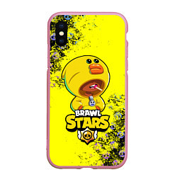 Чехол iPhone XS Max матовый Brawl Stars SALLY LEON, цвет: 3D-розовый