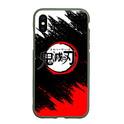 Чехол iPhone XS Max матовый KIMETSU NO YAIBA, цвет: 3D-темно-зеленый