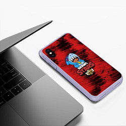 Чехол iPhone XS Max матовый Brawl Stars LEON SHARK, цвет: 3D-светло-сиреневый — фото 2