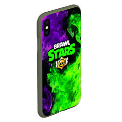 Чехол iPhone XS Max матовый BRAWL STARS, цвет: 3D-темно-зеленый — фото 2