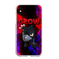 Чехол iPhone XS Max матовый Brawl Stars CROW, цвет: 3D-белый