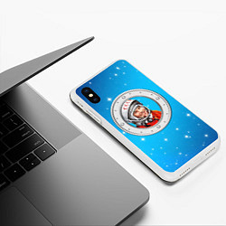 Чехол iPhone XS Max матовый Гагарин ?? 1, цвет: 3D-белый — фото 2