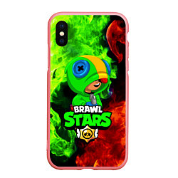 Чехол iPhone XS Max матовый BRAWL STARS LEON, цвет: 3D-баблгам