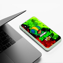 Чехол iPhone XS Max матовый BRAWL STARS LEON, цвет: 3D-салатовый — фото 2