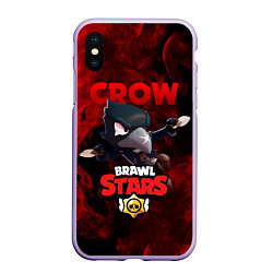 Чехол iPhone XS Max матовый BRAWL STARS CROW, цвет: 3D-светло-сиреневый