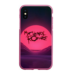 Чехол iPhone XS Max матовый MCR Logo, цвет: 3D-малиновый