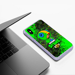 Чехол iPhone XS Max матовый BRAWL STARS LEON, цвет: 3D-светло-сиреневый — фото 2