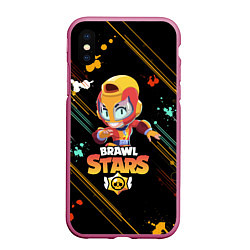 Чехол iPhone XS Max матовый BRAWL STARS MAX, цвет: 3D-малиновый