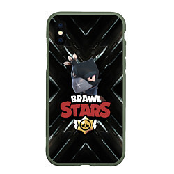 Чехол iPhone XS Max матовый BRAWL STARS CROW, цвет: 3D-темно-зеленый