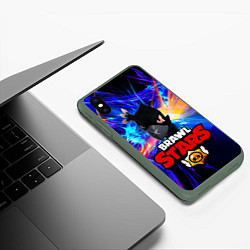 Чехол iPhone XS Max матовый Brawl Stars - Crow, цвет: 3D-темно-зеленый — фото 2