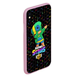 Чехол iPhone XS Max матовый Brawl Stars Leon, Dab, цвет: 3D-розовый — фото 2