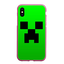 Чехол iPhone XS Max матовый MINECRAFT, цвет: 3D-малиновый