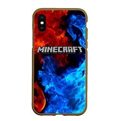 Чехол iPhone XS Max матовый MINECRAFT, цвет: 3D-коричневый