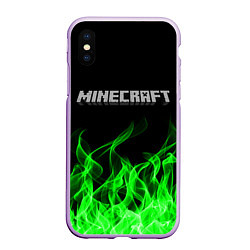 Чехол iPhone XS Max матовый MINECRAFT FIRE, цвет: 3D-сиреневый