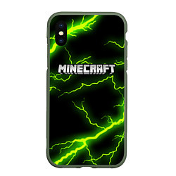 Чехол iPhone XS Max матовый MINECRAFT STORM, цвет: 3D-темно-зеленый