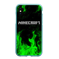 Чехол iPhone XS Max матовый MINECRAFT, цвет: 3D-мятный