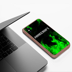 Чехол iPhone XS Max матовый MINECRAFT, цвет: 3D-коричневый — фото 2