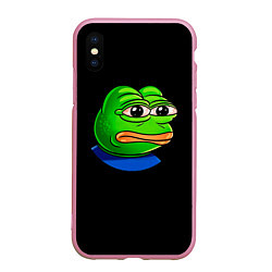 Чехол iPhone XS Max матовый Frog, цвет: 3D-розовый