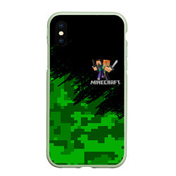 Чехол iPhone XS Max матовый MINECRAFT, цвет: 3D-салатовый