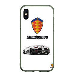 Чехол iPhone XS Max матовый Koenigsegg, цвет: 3D-темно-зеленый