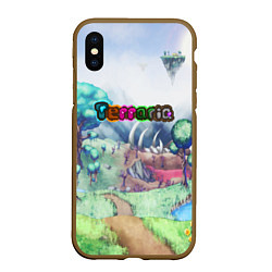 Чехол iPhone XS Max матовый TERRARIA, цвет: 3D-коричневый