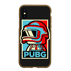 Чехол iPhone XS Max матовый PUBG, цвет: 3D-коричневый