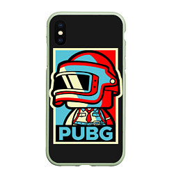 Чехол iPhone XS Max матовый PUBG, цвет: 3D-салатовый