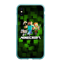 Чехол iPhone XS Max матовый Minecraft Майнкрафт, цвет: 3D-мятный