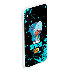 Чехол iPhone XS Max матовый BRAWL STARS LEON SHARK, цвет: 3D-белый — фото 2