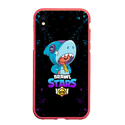 Чехол iPhone XS Max матовый BRAWL STARS LEON SHARK,, цвет: 3D-красный