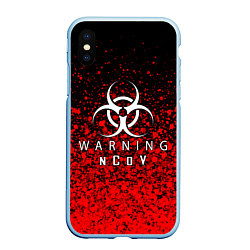 Чехол iPhone XS Max матовый Warning NCoV, цвет: 3D-голубой