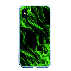 Чехол iPhone XS Max матовый TOXIC FLAME, цвет: 3D-голубой