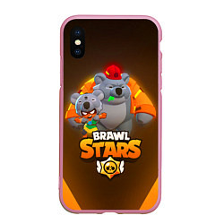 Чехол iPhone XS Max матовый BRAWL STARS COALA NITA, цвет: 3D-розовый