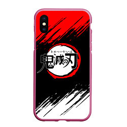 Чехол iPhone XS Max матовый KIMETSU NO YAIBA, цвет: 3D-малиновый