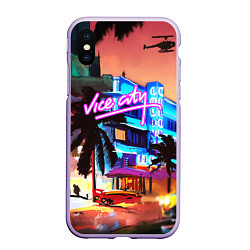 Чехол iPhone XS Max матовый GTA: VICE CITY, цвет: 3D-светло-сиреневый