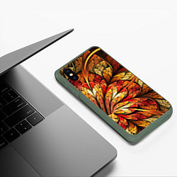 Чехол iPhone XS Max матовый ФРАКТАЛЬНЫЙ УЗОР, цвет: 3D-темно-зеленый — фото 2