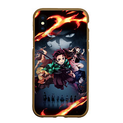 Чехол iPhone XS Max матовый KIMETSU NO YAIBA, цвет: 3D-коричневый