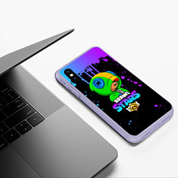 Чехол iPhone XS Max матовый BRAWL STARS LEON, цвет: 3D-светло-сиреневый — фото 2