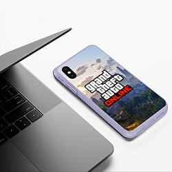 Чехол iPhone XS Max матовый GTA ONLINE, цвет: 3D-светло-сиреневый — фото 2