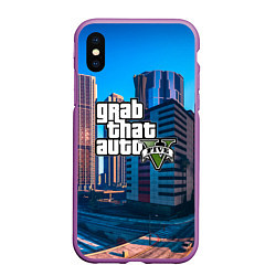 Чехол iPhone XS Max матовый GTA 5, цвет: 3D-фиолетовый