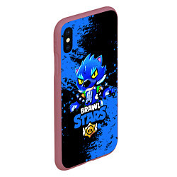 Чехол iPhone XS Max матовый Brawl Stars Leon, цвет: 3D-малиновый — фото 2