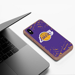 Чехол iPhone XS Max матовый LA LAKERS, цвет: 3D-коричневый — фото 2