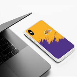 Чехол iPhone XS Max матовый LA LAKERS, цвет: 3D-белый — фото 2