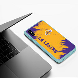 Чехол iPhone XS Max матовый LA LAKERS, цвет: 3D-мятный — фото 2