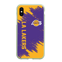 Чехол iPhone XS Max матовый LA LAKERS, цвет: 3D-салатовый