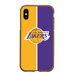 Чехол iPhone XS Max матовый LA LAKERS, цвет: 3D-коричневый