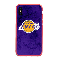 Чехол iPhone XS Max матовый LA LAKERS, цвет: 3D-красный