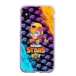 Чехол iPhone XS Max матовый BRAWL STARS MAX, цвет: 3D-сиреневый