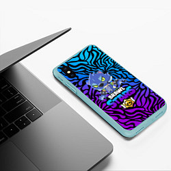 Чехол iPhone XS Max матовый Brawl stars leon оборотень, цвет: 3D-мятный — фото 2