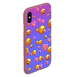 Чехол iPhone XS Max матовый Очень много эмодзи, цвет: 3D-малиновый — фото 2